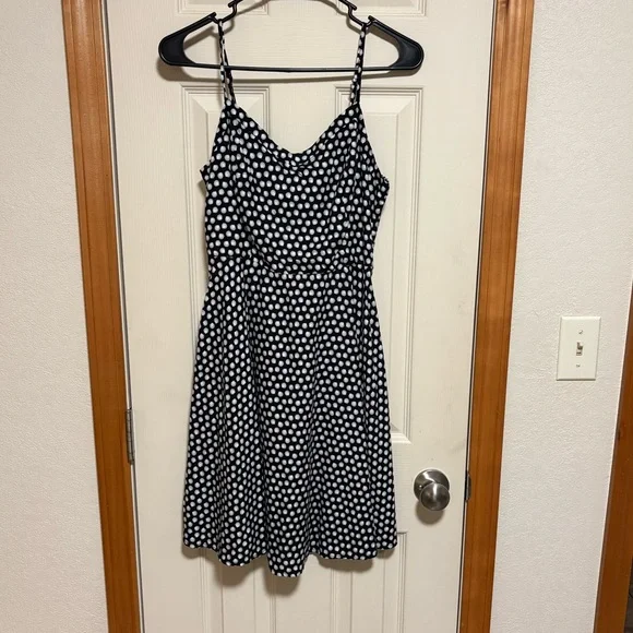 old navy black and white polka dot dress Maddie Short Sleeve Dress
